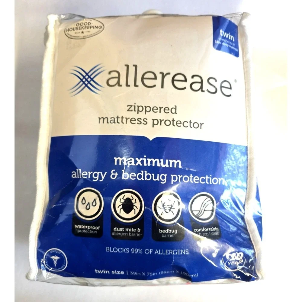 AllerEase Waterproof Allergy Protection Zippered Mattress Protector‎ Twin